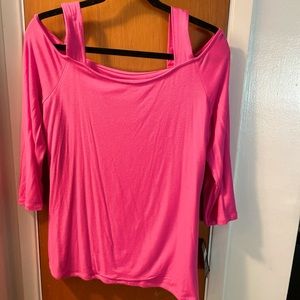 Inc Co. Barbie pink peekaboo sleeve top L